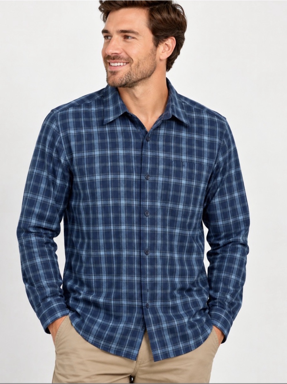 Patagonia Organic Cotton Plaid Button Down Shirt Men’s Large Blue Long Sleeve